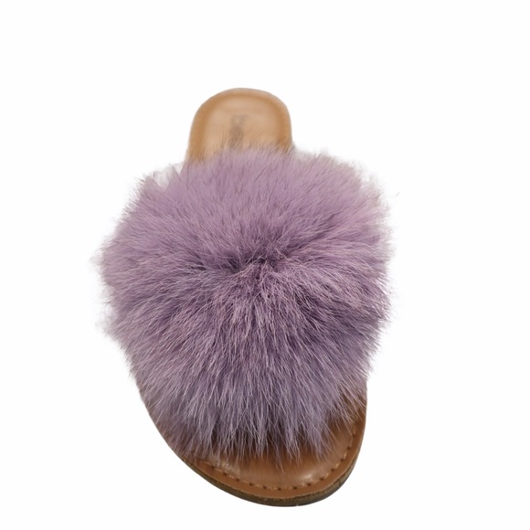 Purple flip-flop Purple Fur Pom Thong Sandal NWB - Picture 3 of 9